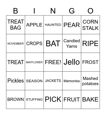 AUTUMN Bingo Card