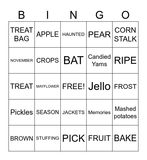 AUTUMN Bingo Card