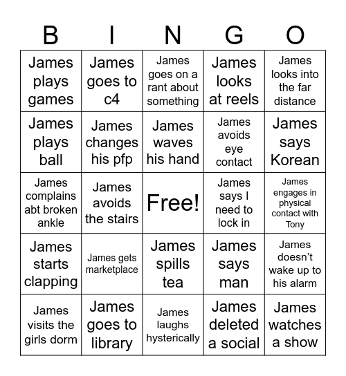 James Bingo Card