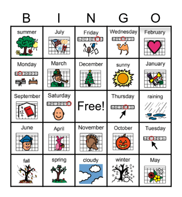 Calendar Bingo Card