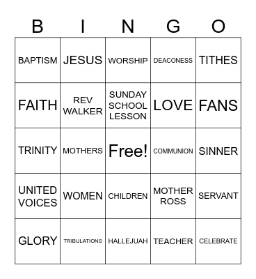 WOMENS MINISTRY BINGO Card