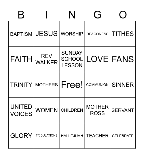 WOMENS MINISTRY BINGO Card