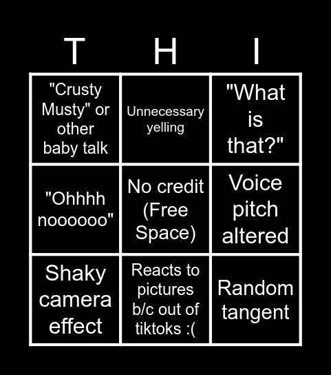 NOT SNIPERWORLF BINGO Card