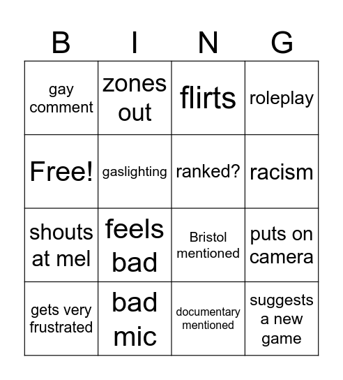 holly Bingo Card