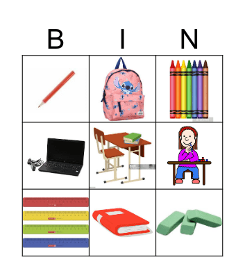 School Bingo Card