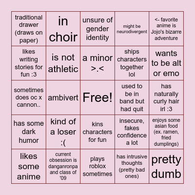 ARE YOU SIMILAR TO ME? Bingo Card