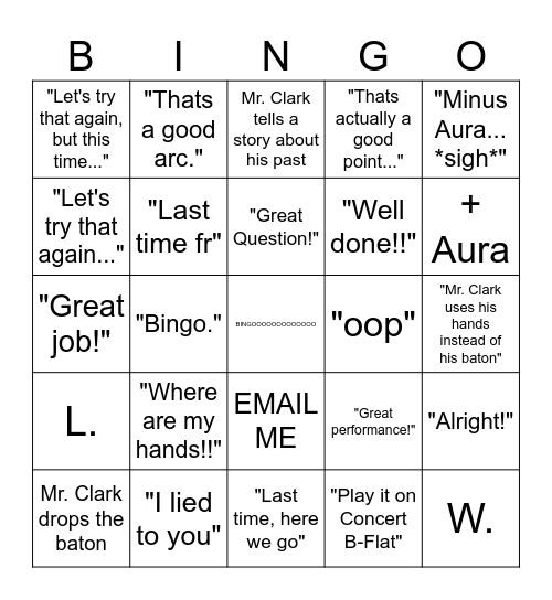 BAND BINGO Card