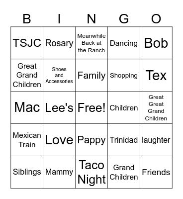 90th Birthday Bingo Card