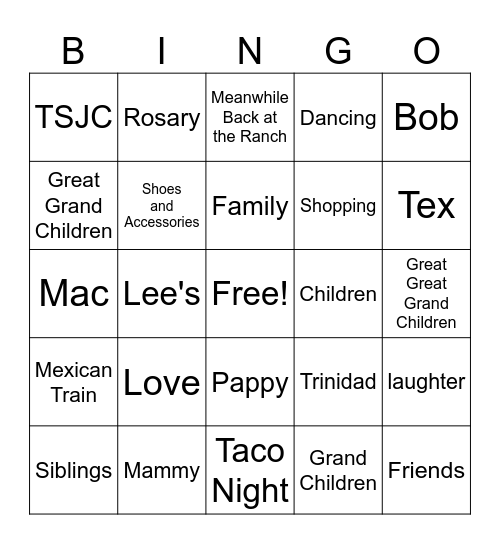 90th Birthday Bingo Card