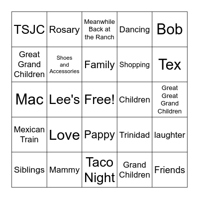 90th Birthday Bingo Card