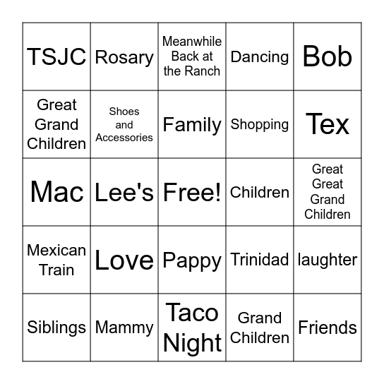 90th Birthday Bingo Card