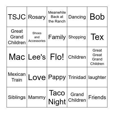90th Birthday Bingo Card