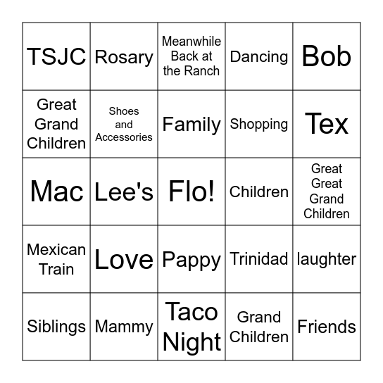 90th Birthday Bingo Card