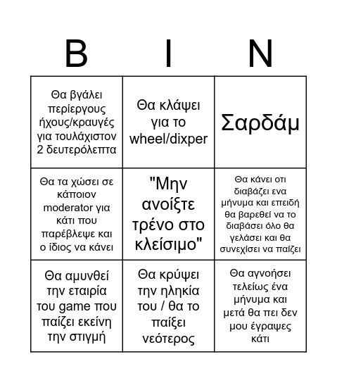 Unclejohn's Bingo Card