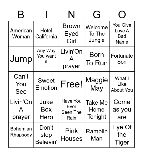 BSMW Music Bingo Card