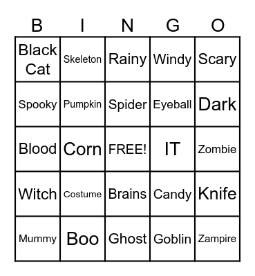 Halloween Bingo! Bingo Card