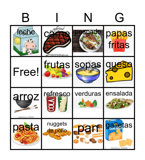 El almuerzo Bingo Card