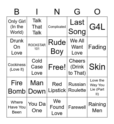 Rihanna Bingo Round #2 Bingo Card