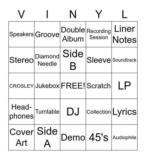 Vinyl Bingo Card