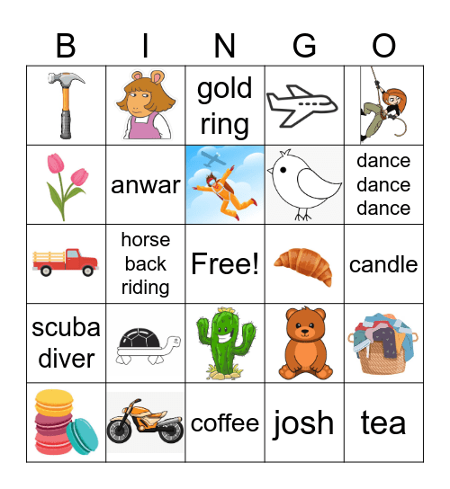 Anwar's Bridal Shower Bingo Card