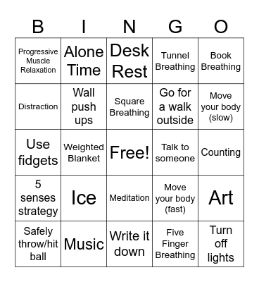 Strategies Bingo Card