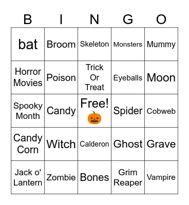 Halloween Bingo Card