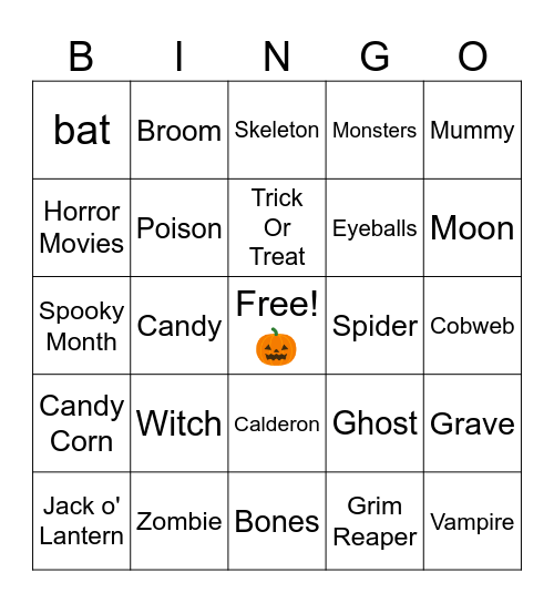 Halloween Bingo Card