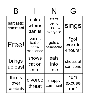 kim Bingo Card