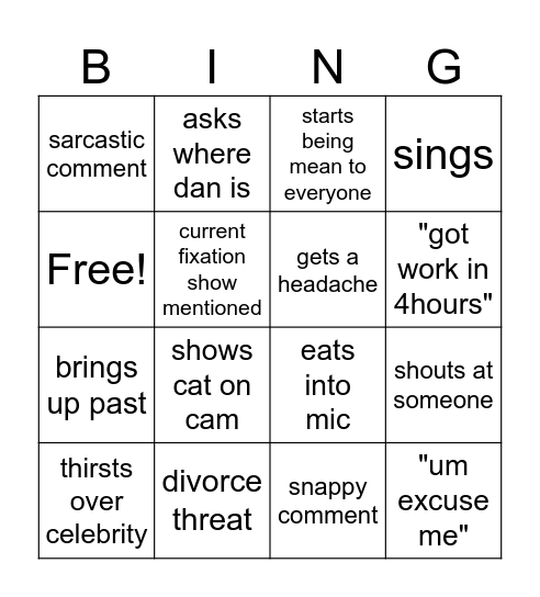 kim Bingo Card