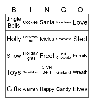 Christmas Time Bingo Card