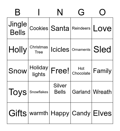 Christmas Time Bingo Card