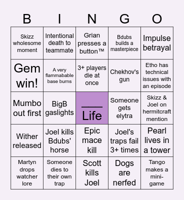 Life series! Bingo Card