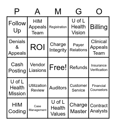 Patient Accounting Hero Bingo Card