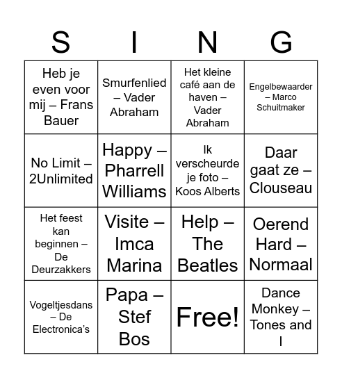 Café Chantant Bingo Card