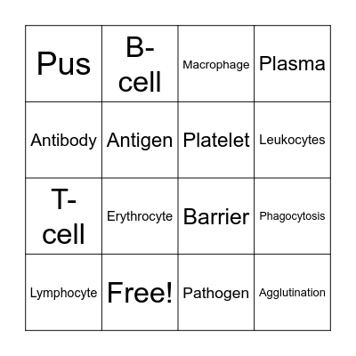 IMMUNE SYSTEM Bingo Card