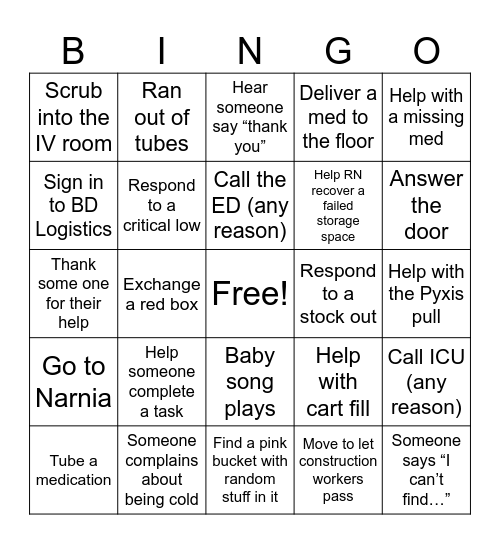 Pharmacy Week Bingo Card