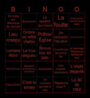 Bingo • Horreur I Bingo Card
