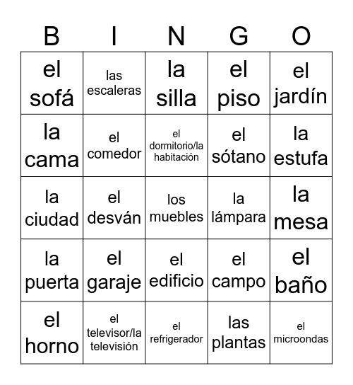 La casa Bingo Card