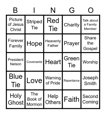 General Conference Bingo Card