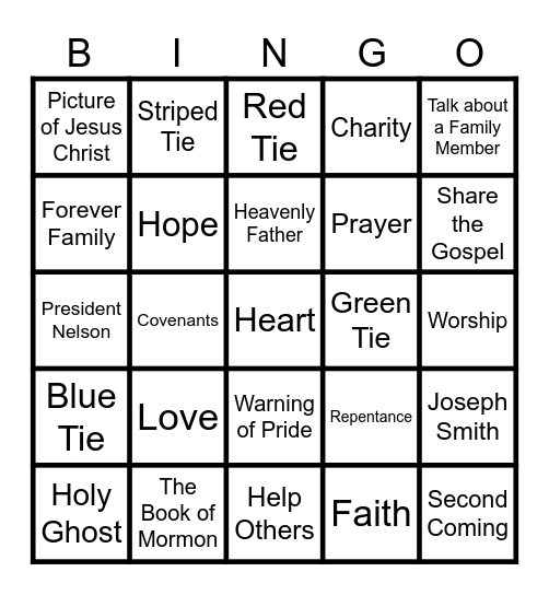 General Conference Bingo Card