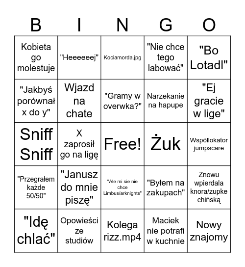 Afton bingo Card
