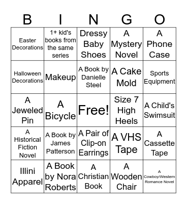 Garage Sale Bingo Card