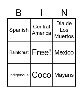 Mexican Bingo Card