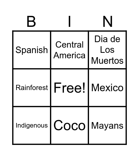 Mexican Bingo Card