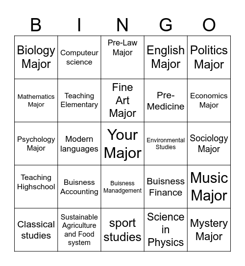 Find your study buddy Bingo Card