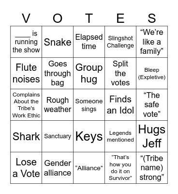 Survivor Bingo October 16th Bingo Card