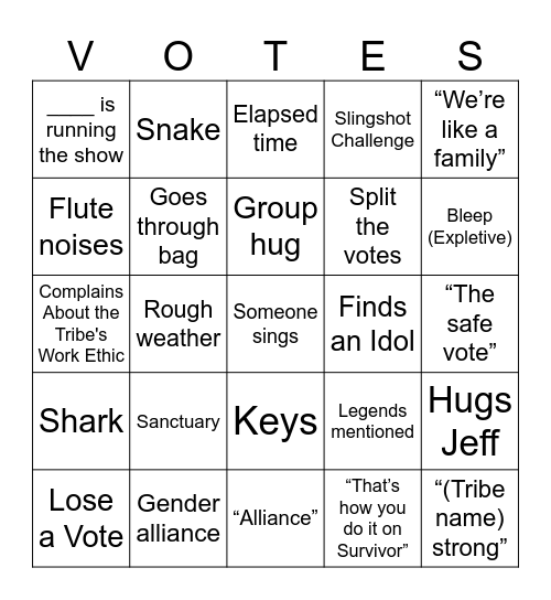 Survivor Bingo October 16th Bingo Card