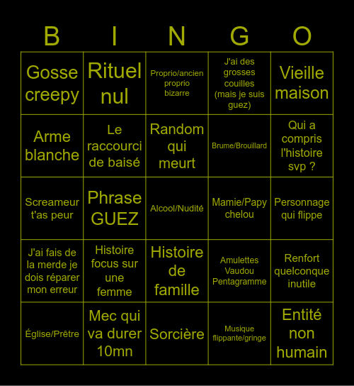 Bingo • Horreur IV Bingo Card