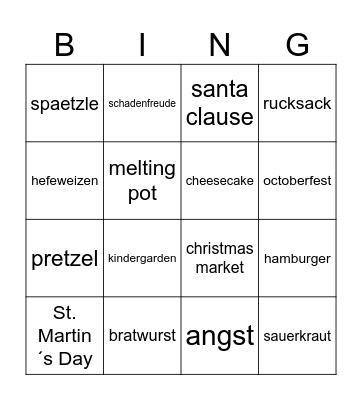 How German is American? Bingo Card