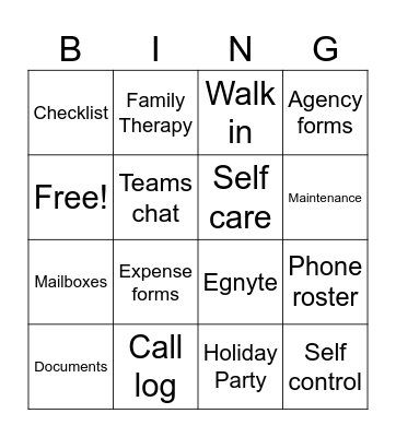 FSA Bingo Card